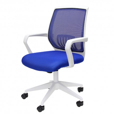 Silla Officemax Secretarial Río Mesh Tela Blanca con Asiento y Respaldo Azul - Envío Gratuito