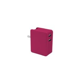 Adaptador Pared Doble Case Logic 2USB 2.1AMP UL Rosa - Envío Gratuito