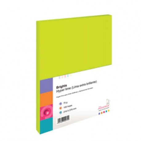 PAPEL BOND BRIGHTS LIMON NEON TAMANO CARTA 100HJS 75GRS - Envío Gratuito