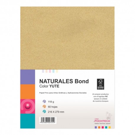 PAPEL YUTE NATURAL118G 60H - Papel Bond Carta Yute Natural 60 Hojas 118g - Envío Gratuito