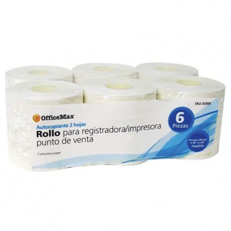 Rollo Officemax Autocopiante 57mm Ancho X 60mm Diametro 6 Piezas - Envío Gratuito