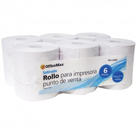 Rollo Officemax Satinado 76mm Ancho X 70mm Diámetro 6 Piezas - Envío Gratuito