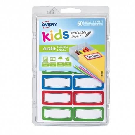 Etiqueta kids rectangular 19 x 54 cm bordes color 60p - Envío Gratuito