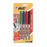 MARCADOR PERMANENTE CON GRIP, NEG,RO,AZ,VE 4PZAS BIC