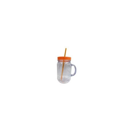 Vaso con Popote 20oz color Naranja - Envío Gratuito